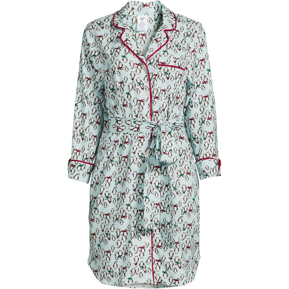 Women's Plus Size 3/4 Sleeve Flannel Sleepshirt Nightgown