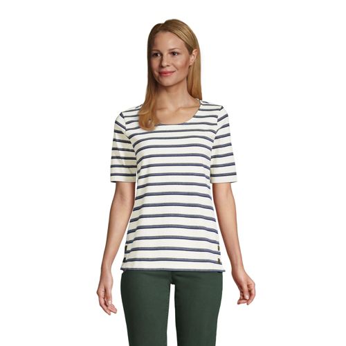 Heritage PimaShirt mit halblangen Ärmeln für Damen in PetiteGröße Lands' End