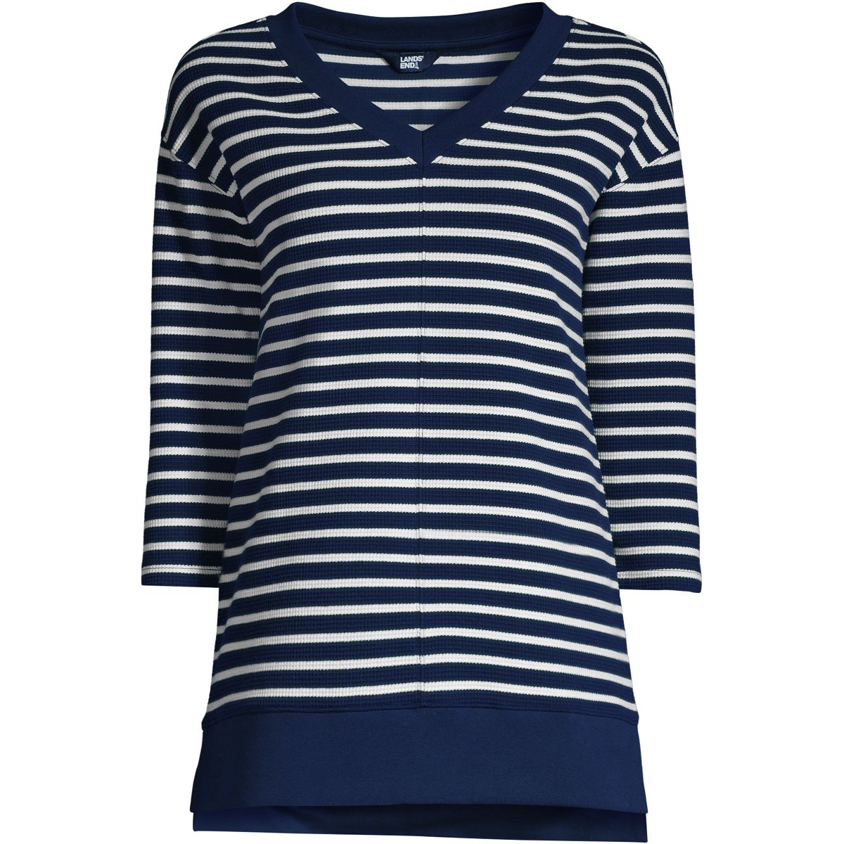 Women's 3/4 Sleeve Waffle Vneck Tunic