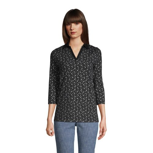 3/4 Sleeve Shirts for Women Trendy Button Down V Neck Tunic Tee Casual  Floral Print Slub Cotton Tops Loose Fit Blouse at  Women's Clothing  store