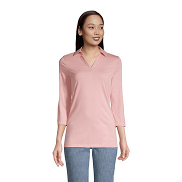 Supima-Shirt mit 3/4-Ärmeln und Polokragen für Damen image number 0