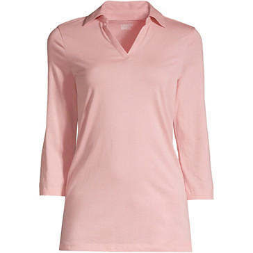 Supima-Shirt mit 3/4-Ärmeln und Polokragen für Damen image number 1