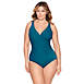 Miraclesuit Women's Plus Size Must Haves Oceanus V-neck Slimming One Piece Swimsuit, Front