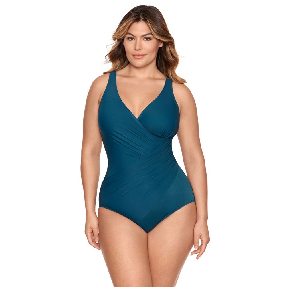 Miraclesuit Plus Size Oceanus V-neck Slimming One Piece Swimsuit | Lands' End