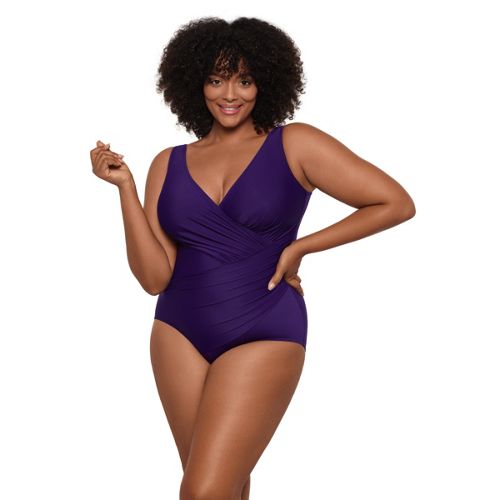 Miraclesuit Women s Plus Size Must Haves Oceanus V neck Slimming One Piece Swimsuit Lands End