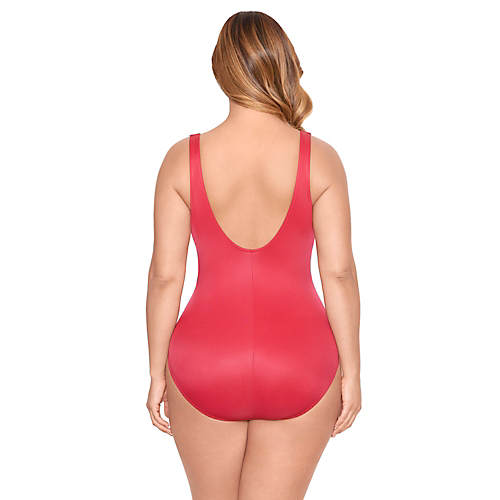 Miraclesuit Women's Plus Size Must Haves Escape Slimming Underwire One Piece Swimsuit - Grenadine Red - Secondary