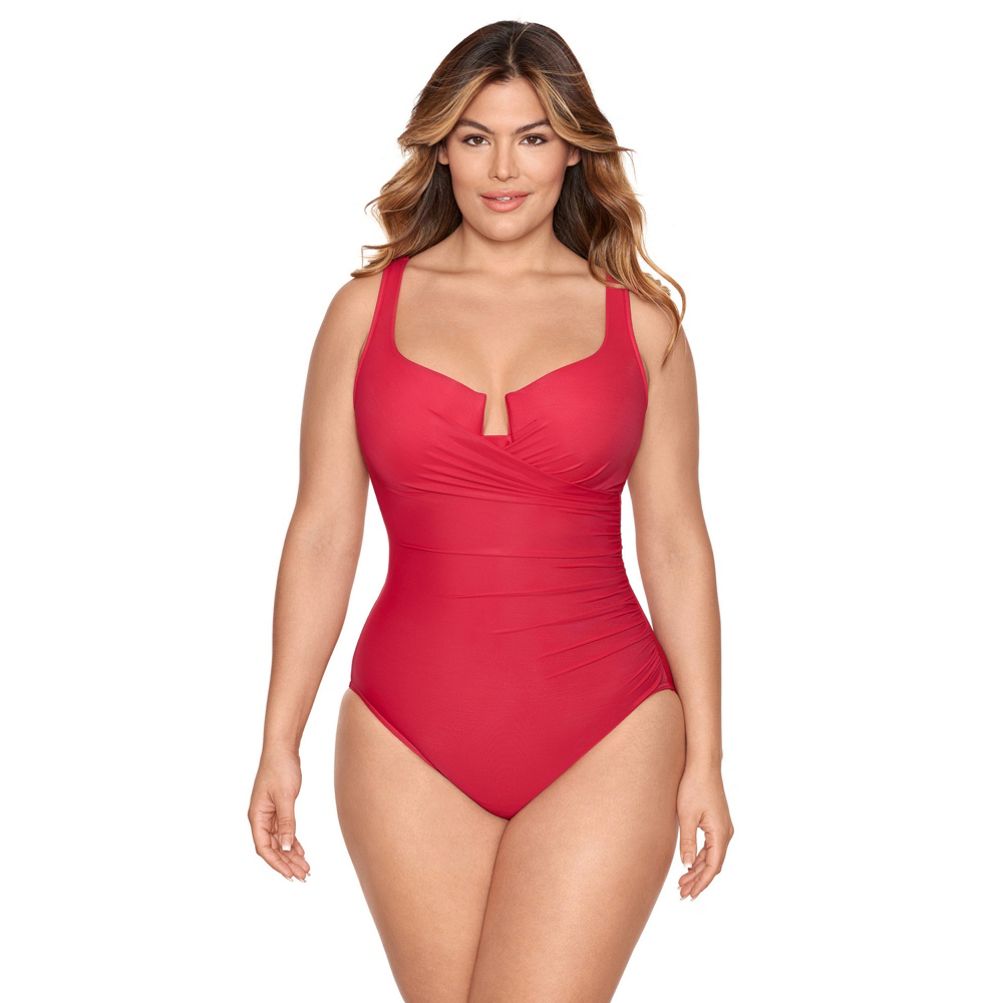 Miraclesuit Solstice Gem Multicolour Wine One Piece Swimsuit | Shapewear  Slimming Swimming Costume