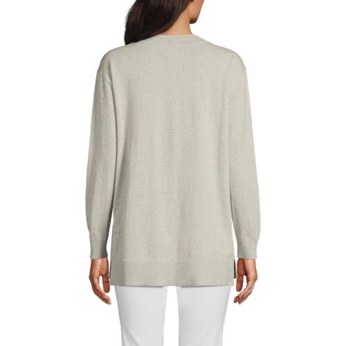 Women's Fine Gauge Cotton Pullover Tunic Sweater, Back