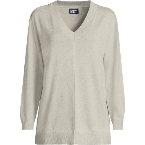 Women's Fine Gauge Cotton Pullover Tunic Sweater, Front