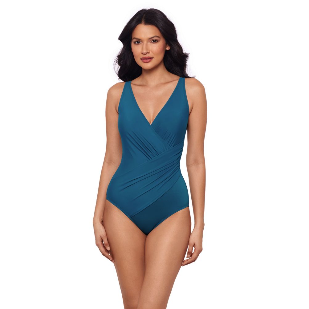 Miraclesuit Women s Must Haves Oceanus V neck Slimming One Piece Swimsuit Lands End