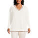 Women's Plus Size Fine Gauge Cotton V-Neck Pullover Tunic Sweater - Stripe, Front