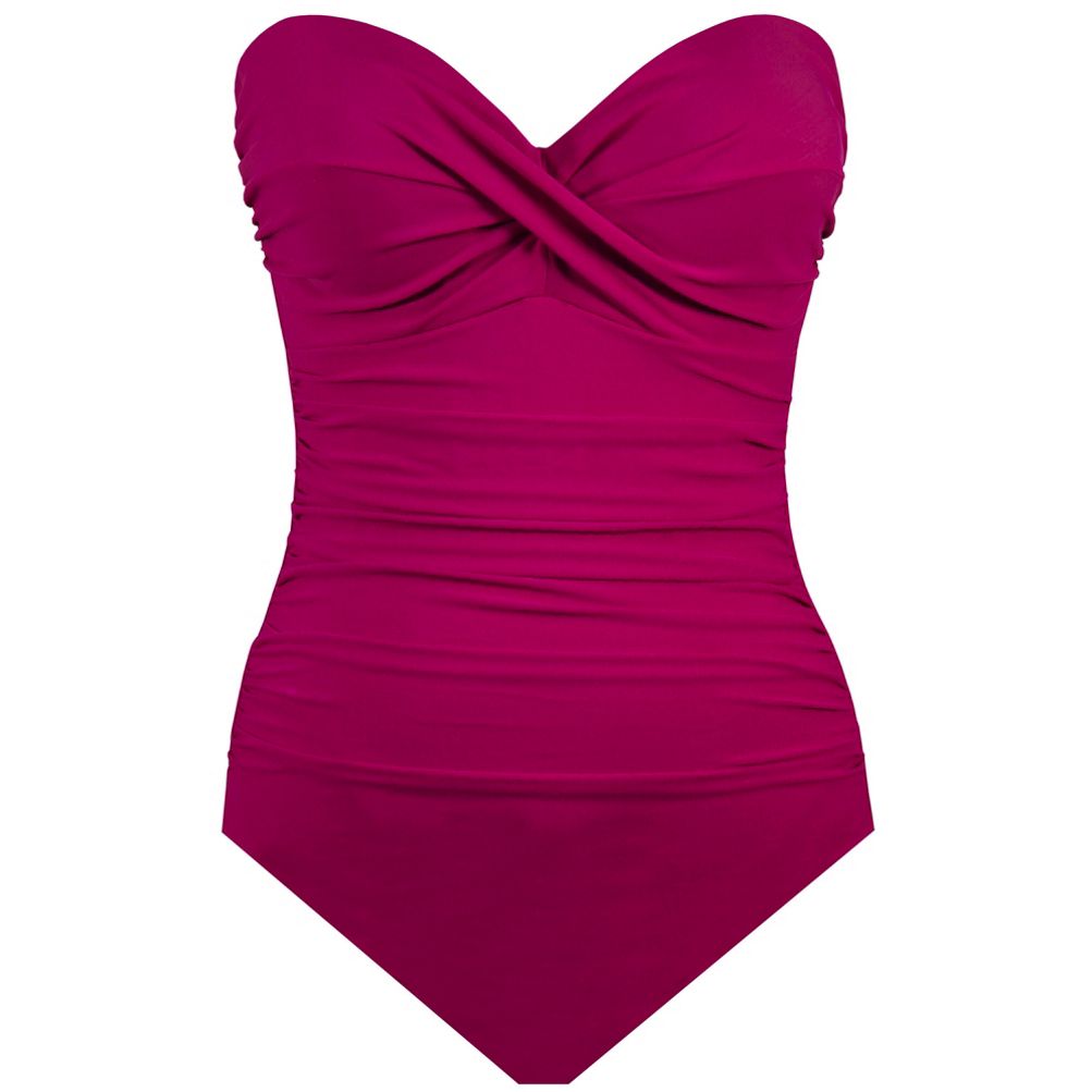 Liquid Pleated Bandeau Tummy Control One-Piece Swimsuit