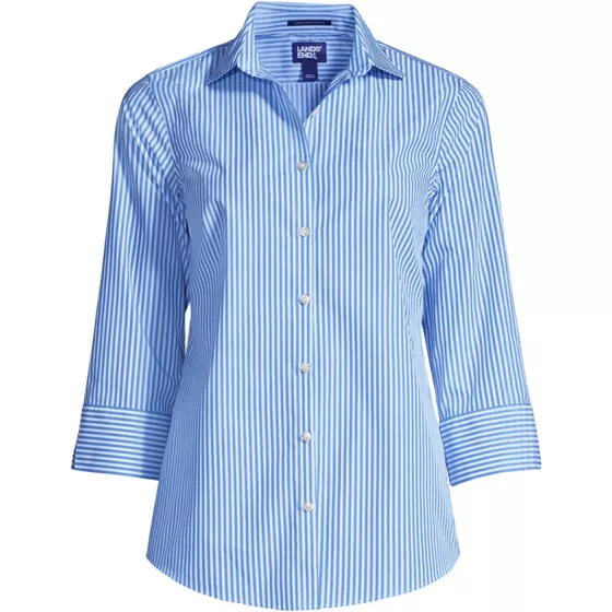 Women's 3/4 Sleeve Pattern CVC Broadcloth Shirt - primary