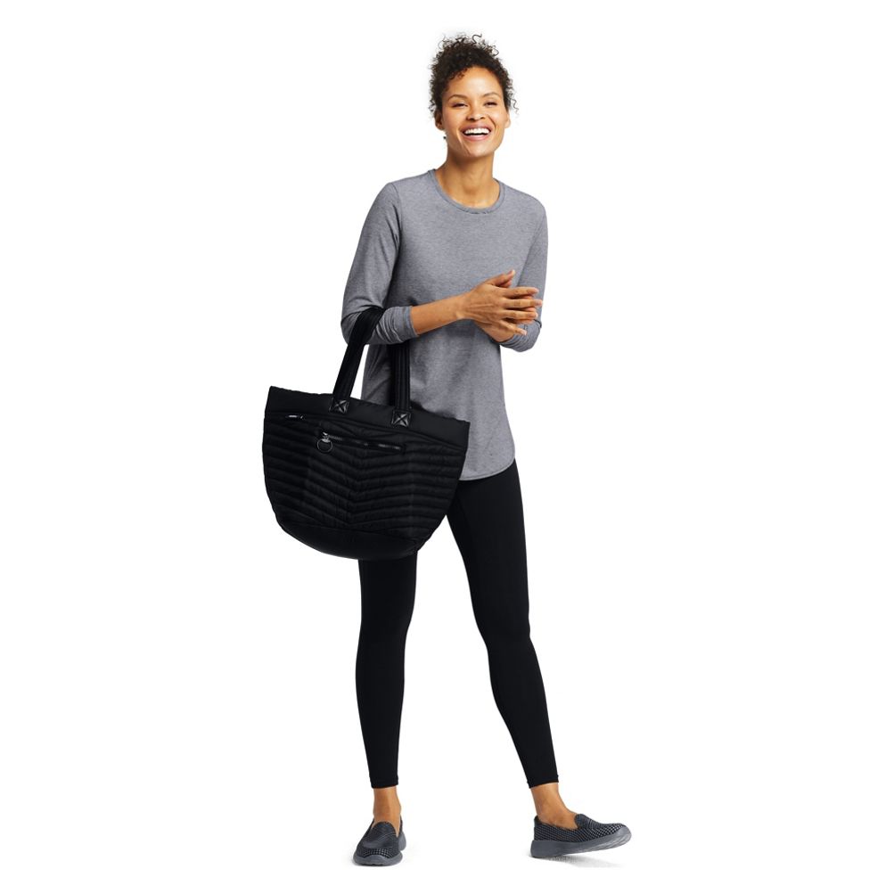 Lands' End Ultralight Tote Bag - Black/Black