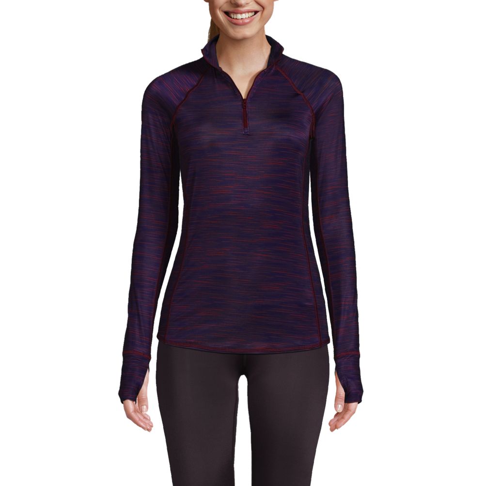 Lands' End Women's Thermaskin Heat Long Sleeve Quarter Zip Long Underwear  Thermal Baselayer Top - X-small - Black : Target