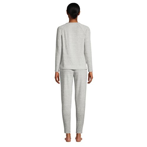 Women's Cozy Pajama Set Long Sleeve Top and Slim Leg Pants - Secondary
