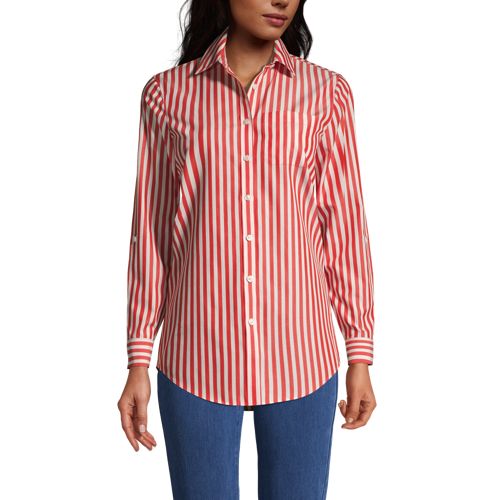Women's Soft Non-Iron Supima Roll Sleeve Tunic Shirt 