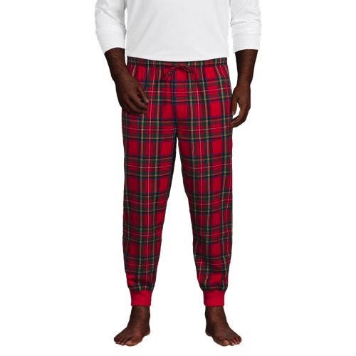 Mens Red Solid Color Flannel Pajamas