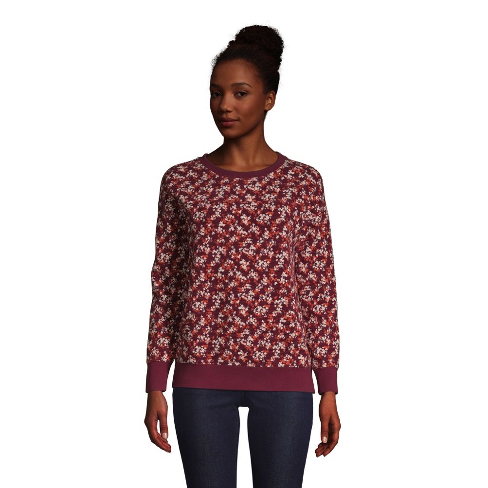 XFLWAM Womens Long Lantern Sleeve Waffle Knit Tops Crew Neck