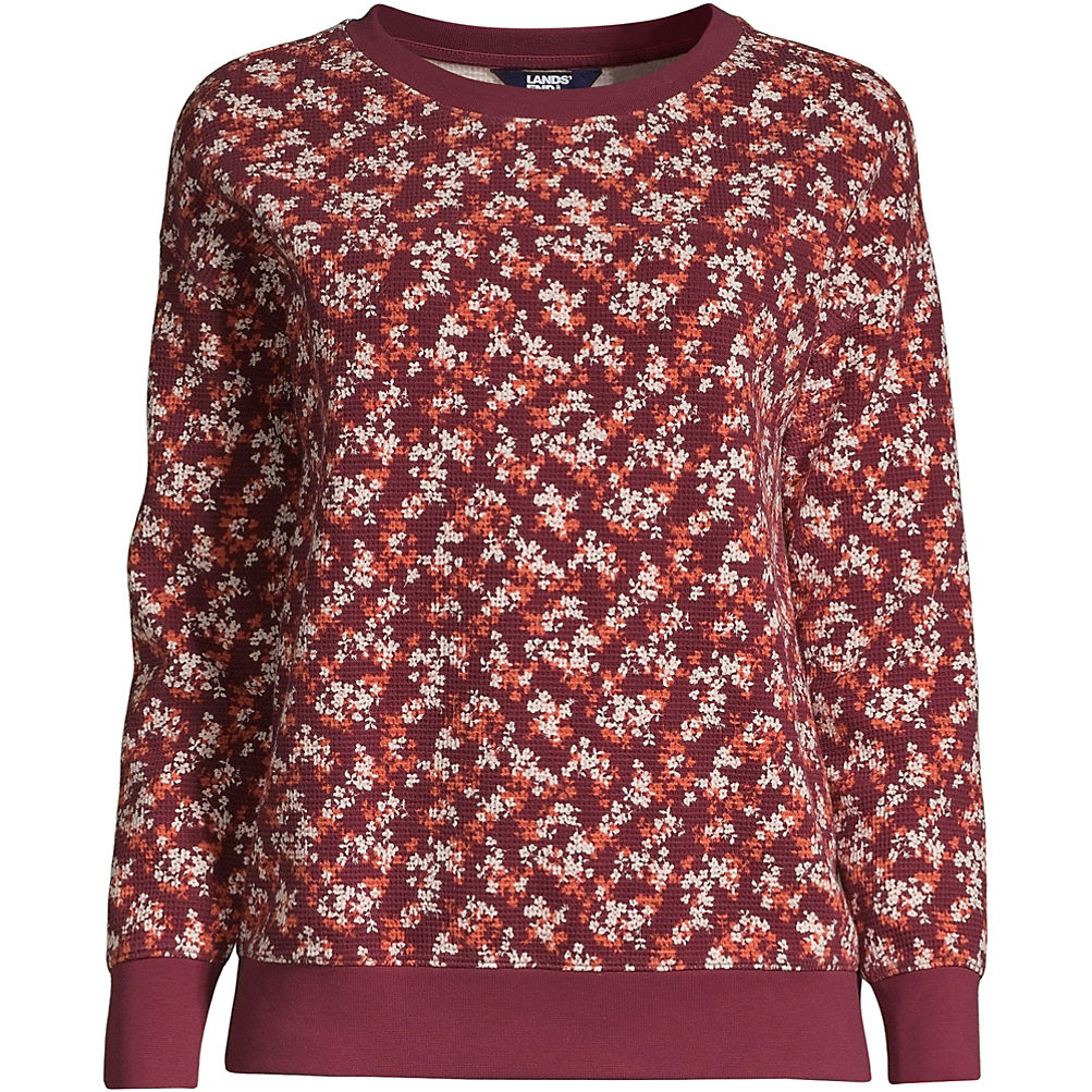Women's Long Sleeve Waffle Crewneck Top | Lands' End Women's Long Sleeve Waffle Crewneck Top | Lands' End
