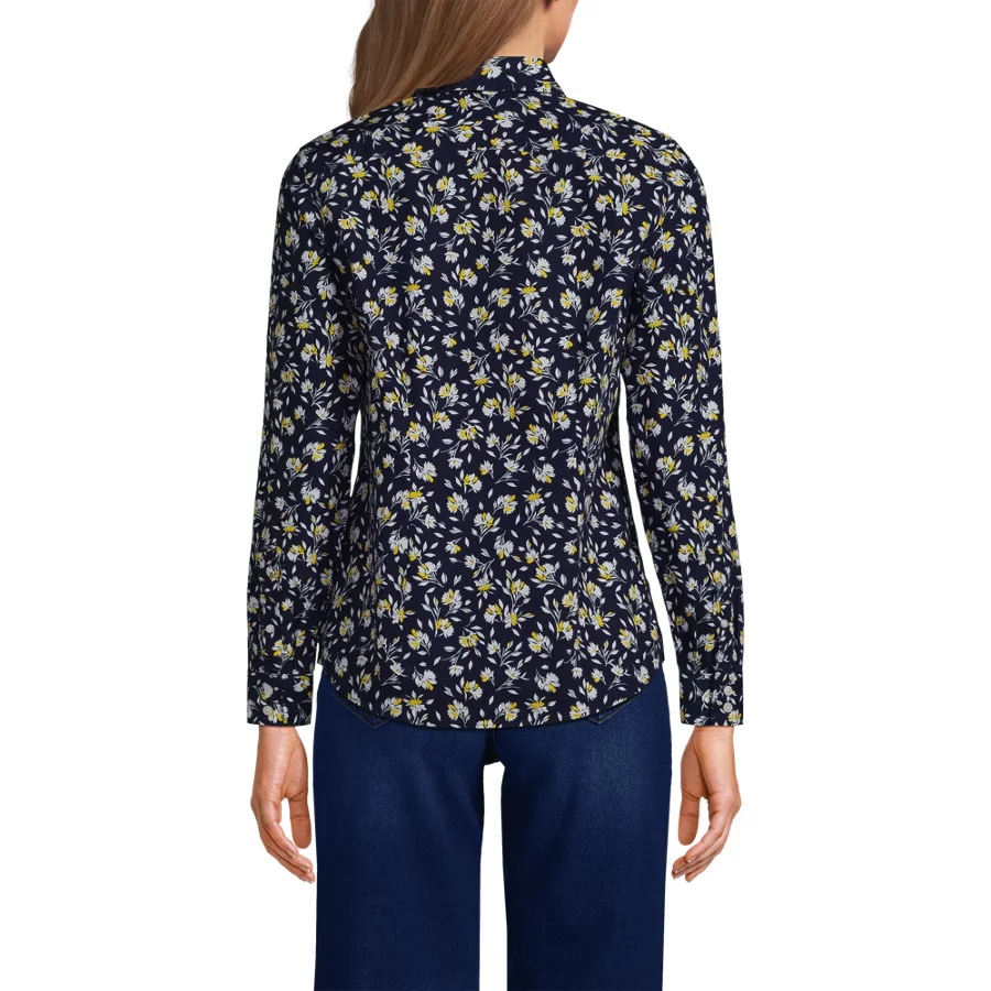 Women's Wrinkle Free No Iron Button Front Shirt view 3