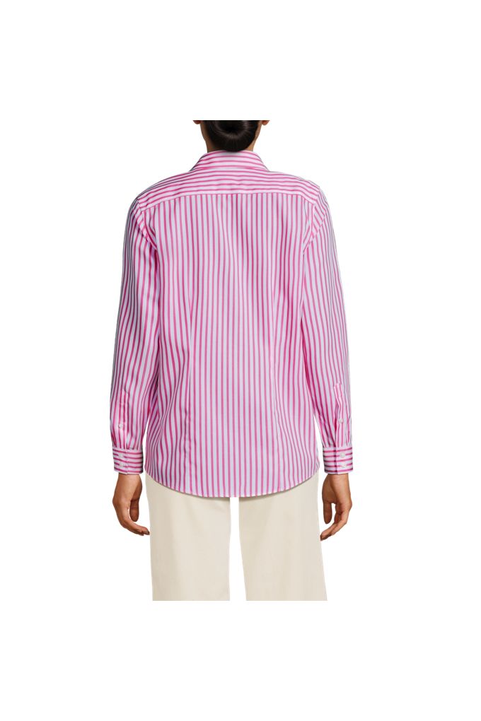 Lands' End No Iron Button Front Shirt In Pink
