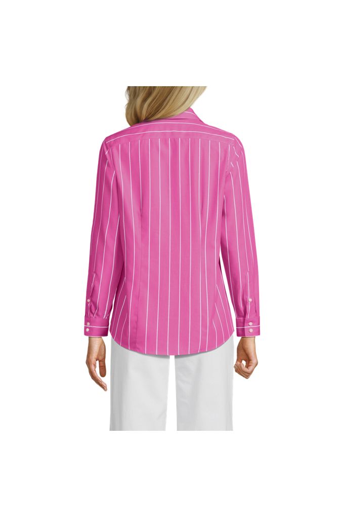 Lands' End No Iron Button Front Shirt In Pink