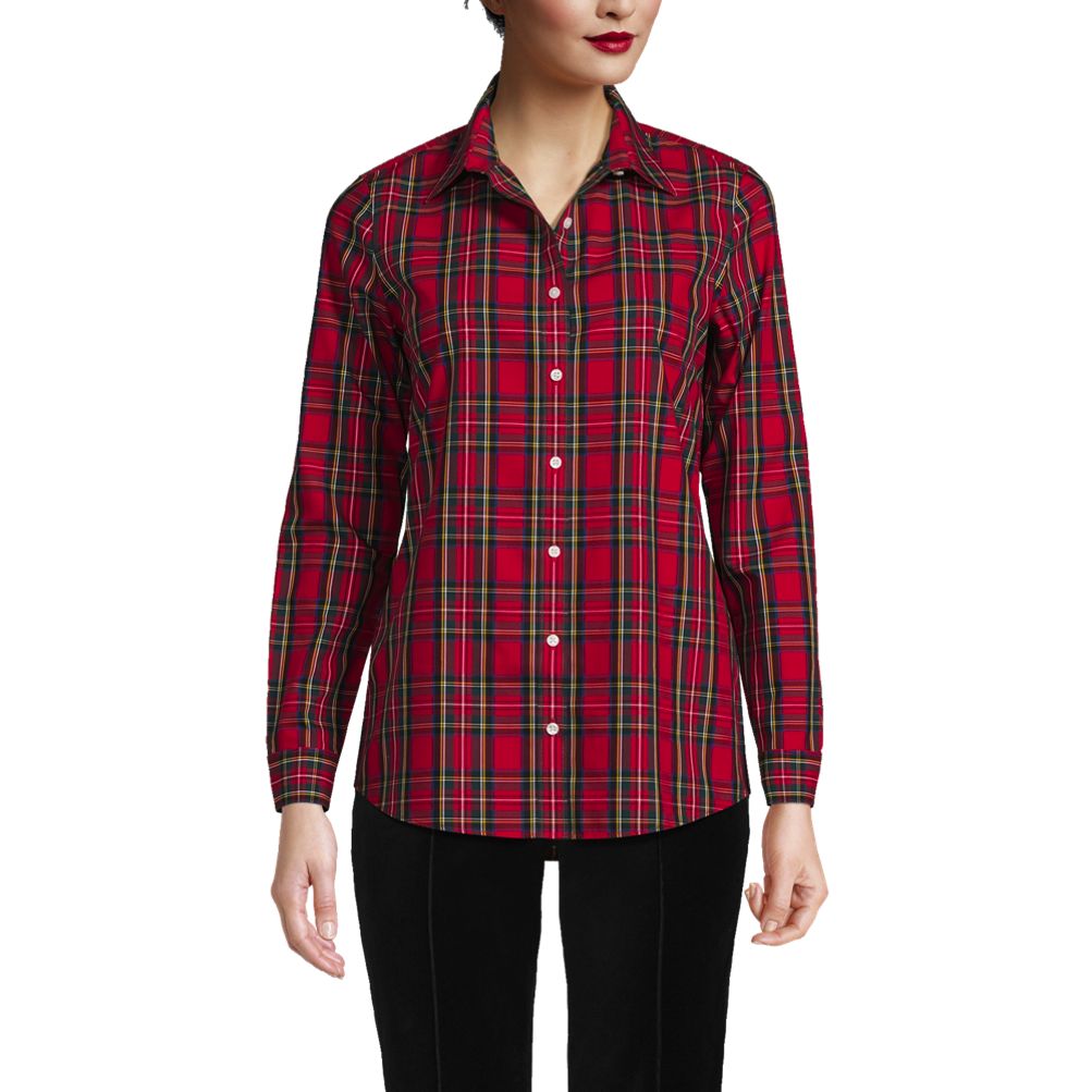Women's Wrinkle Free No Iron Button Front Shirt | Lands' End