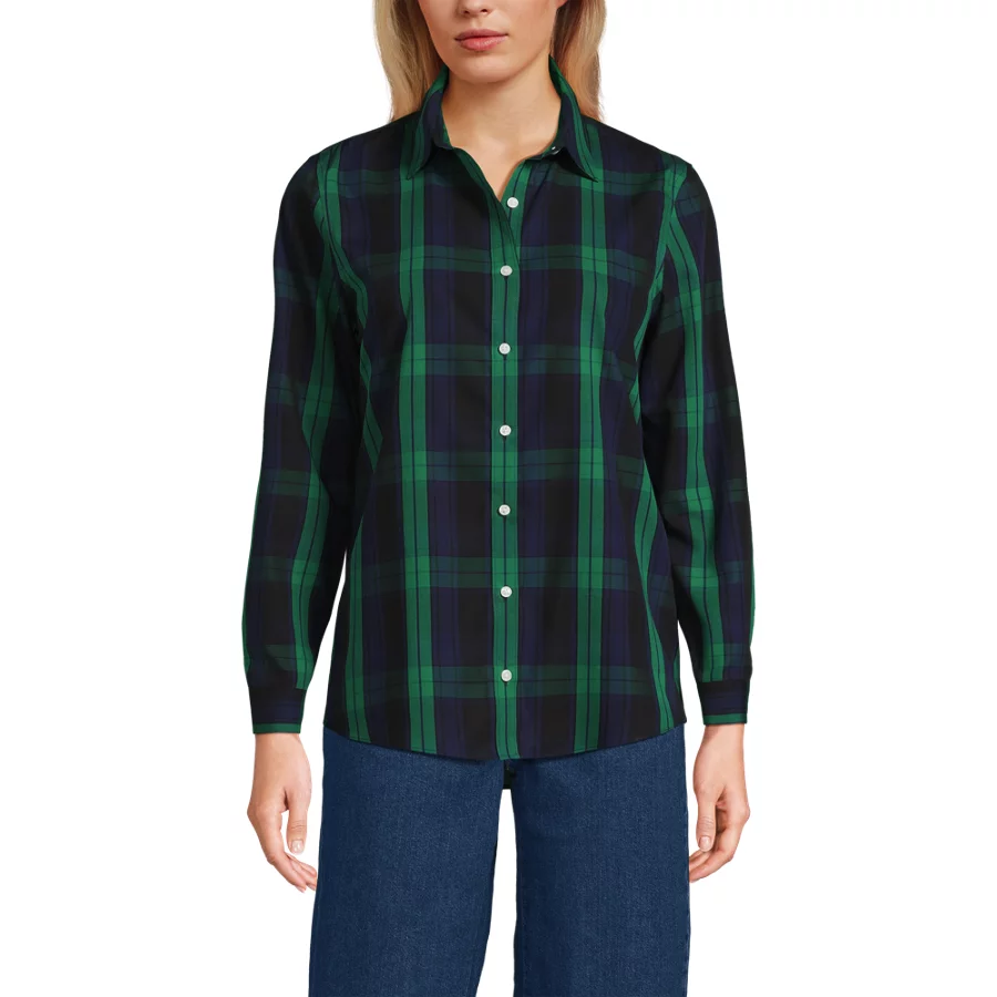 Women's Wrinkle Free No Iron Button Front Shirt view 2