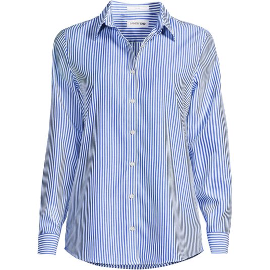 blue striped dress shirt women's Hancock Women Blue & White Stripe Pure Cotton Slim Fit Casual Shirt main image 0