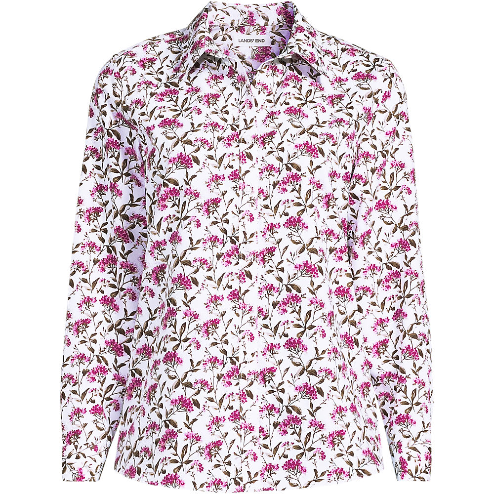 Non-Iron Cotton Shirt, Women, size: 24, plus, White, Cotton, by Lands' End