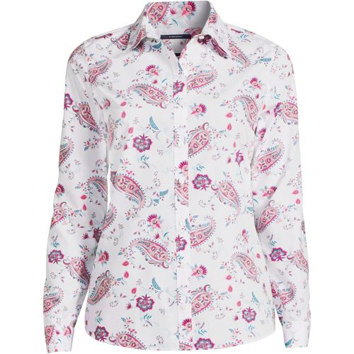 Women's No Iron Banded Collar Popover Shirt | Lands' End