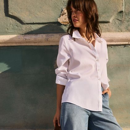 Women's Petite No Iron Button Front Shirt - primary