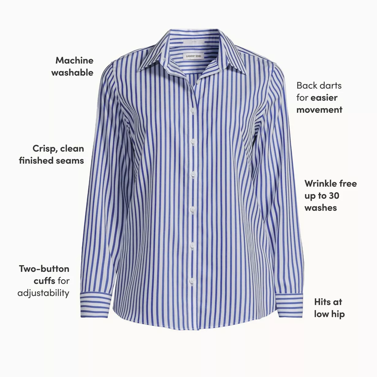 Women's Wrinkle Free No Iron Button Front Shirt