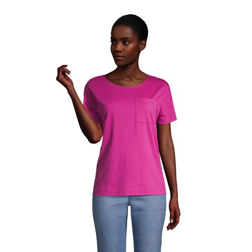Supima-Shirt mit kurzen Ärmeln und Brusttasche für Damen