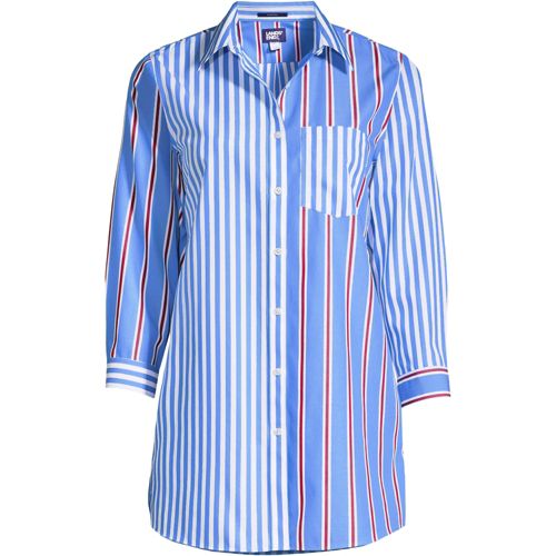 Women's No Iron Poplin Extra Long Tunic | Lands' End