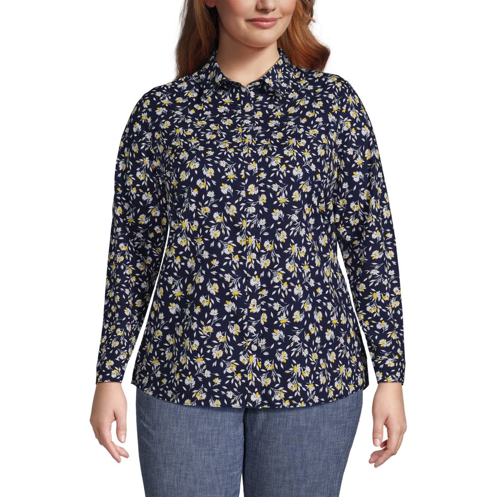 Women's No Iron Button Front Shirt | Lands' End