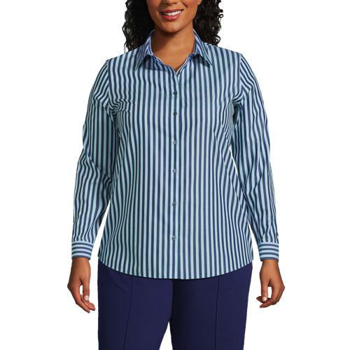 Lands' End Crepe Tulip Sleeve Blouse- Blue