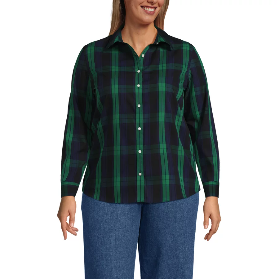 Women's Wrinkle Free No Iron Button Front Shirt view 5