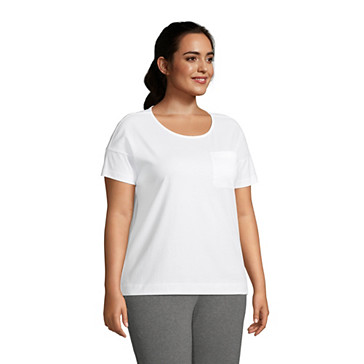 Supima-Shirt mit kurzen Ärmeln und Brusttasche in Plus-Größe image number 0