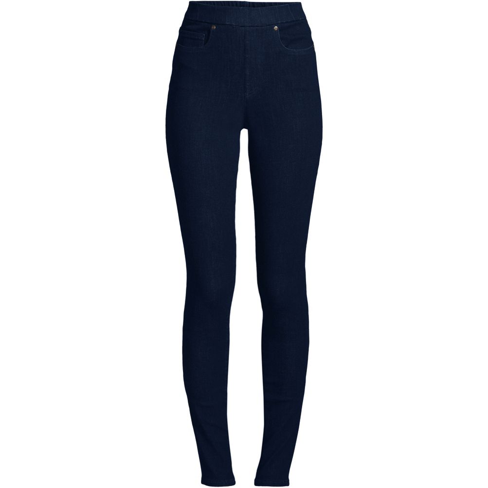 Women's High Rise Elastic Waist Pull On Skinny Legging Jeans