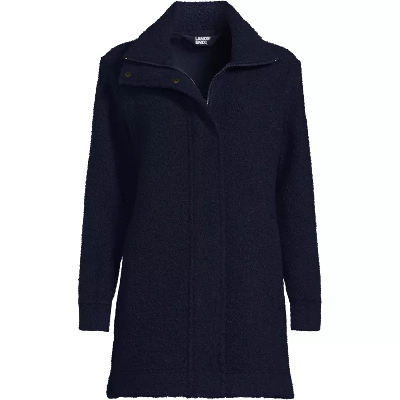 Plus Size Boucle Fleece Coat, Front