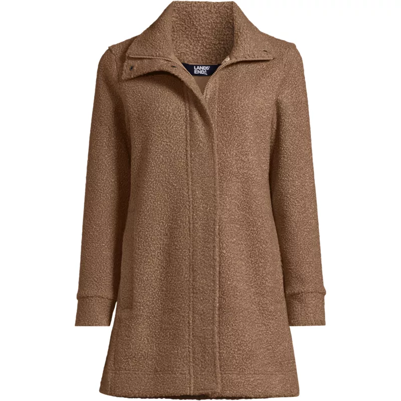Plus Size Boucle Fleece Coat, Front