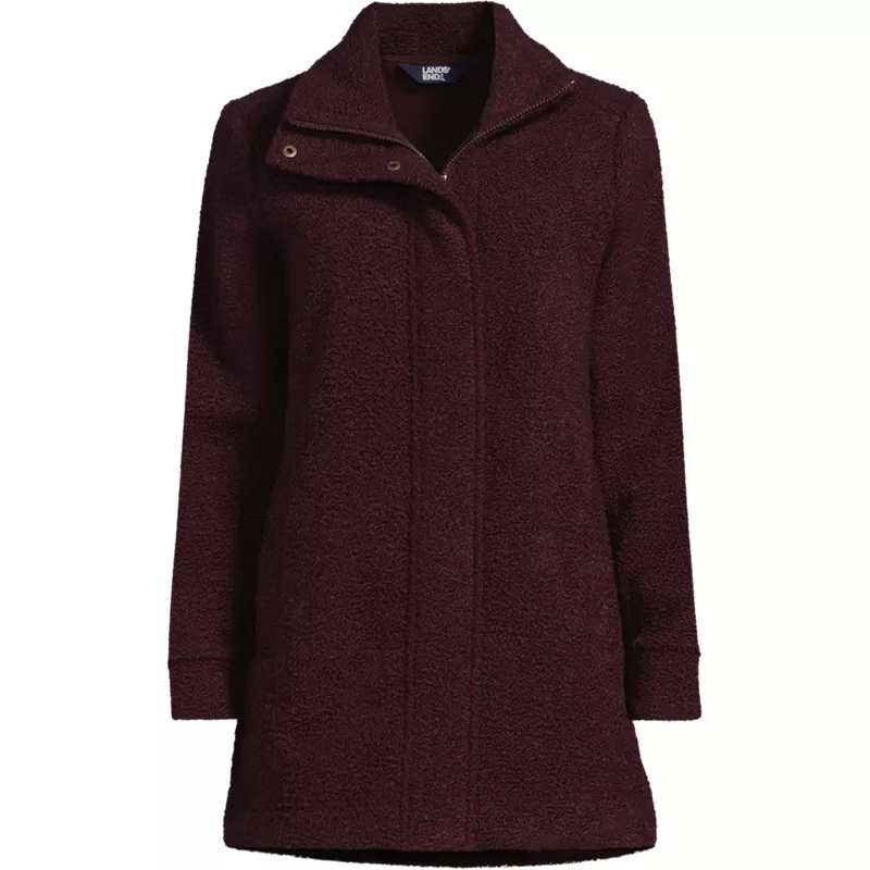 Plus Size Boucle Fleece Coat, Front