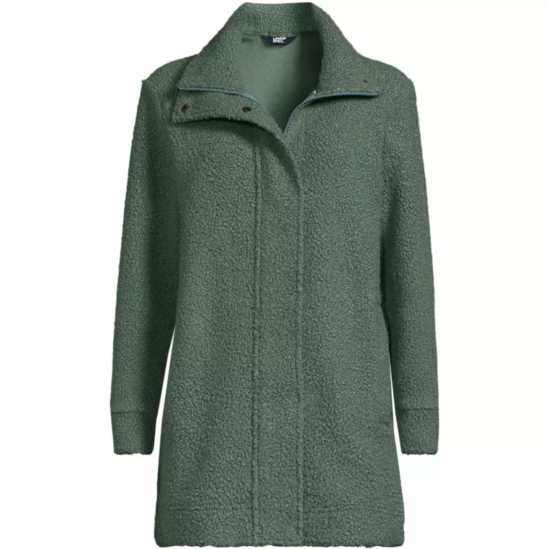 Plus Size Boucle Fleece Coat, Front
