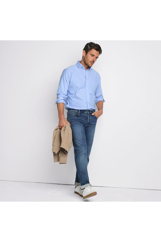 Lands' End Men's Tall Slim Fit Stretch Jeans In Blue