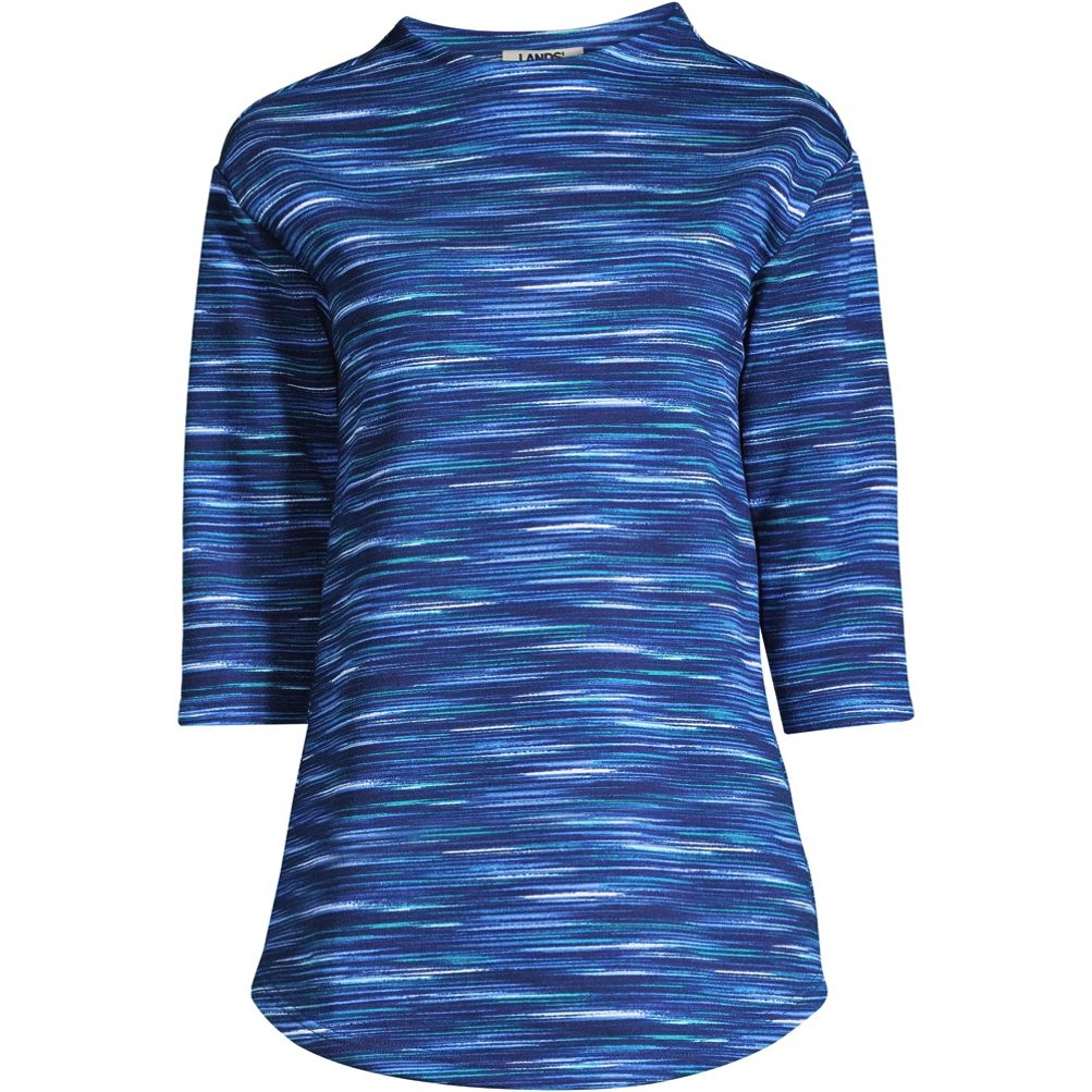 Women's Serious Sweats 3/4 Sleeve Funnel Neck Top | Lands' End