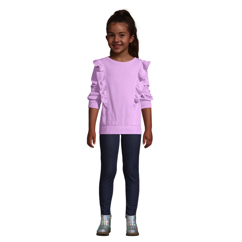 Girls Plus Long Sleeve Ruffle Sweatshirt Top | Lands' End