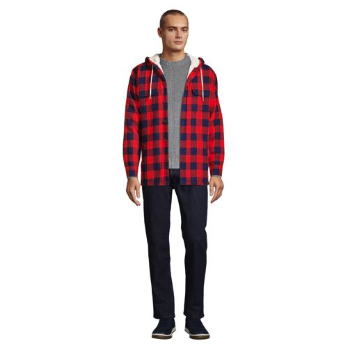 lands end sherpa lined flannel shirt