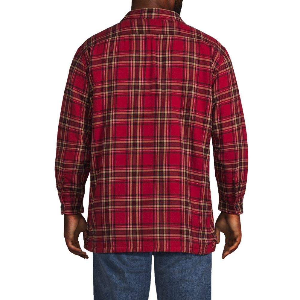 Men's Big Flannel Sherpa Lined Shirt Jacket with Pockets